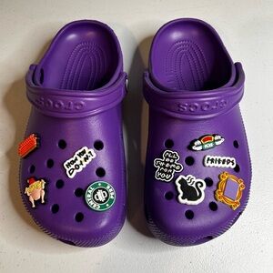 Crocs Purple Clogs with Friends Charms